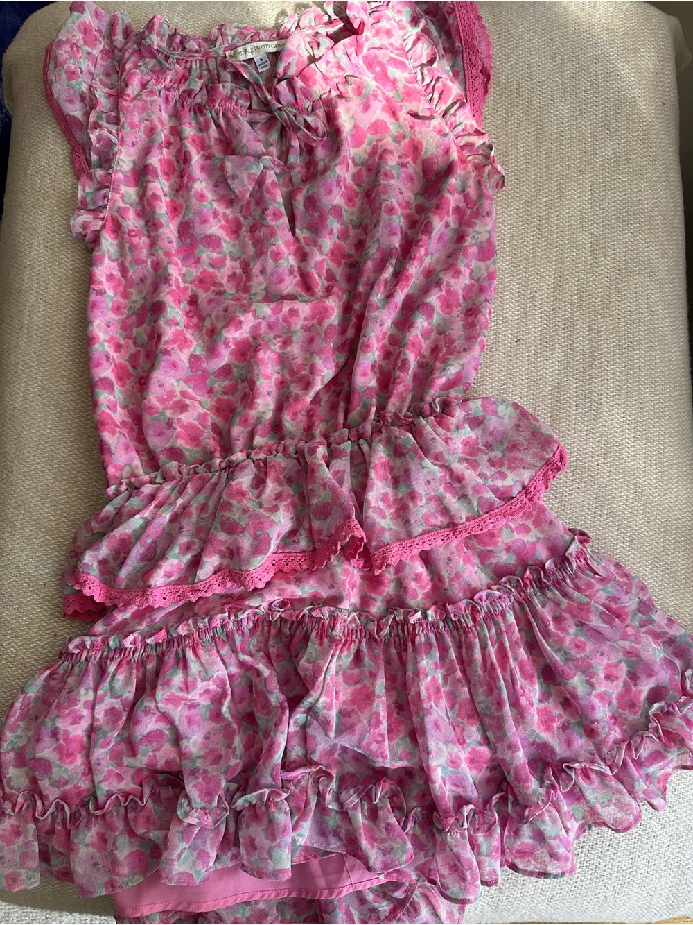 Women’s Pink Floral Ruffle Dress